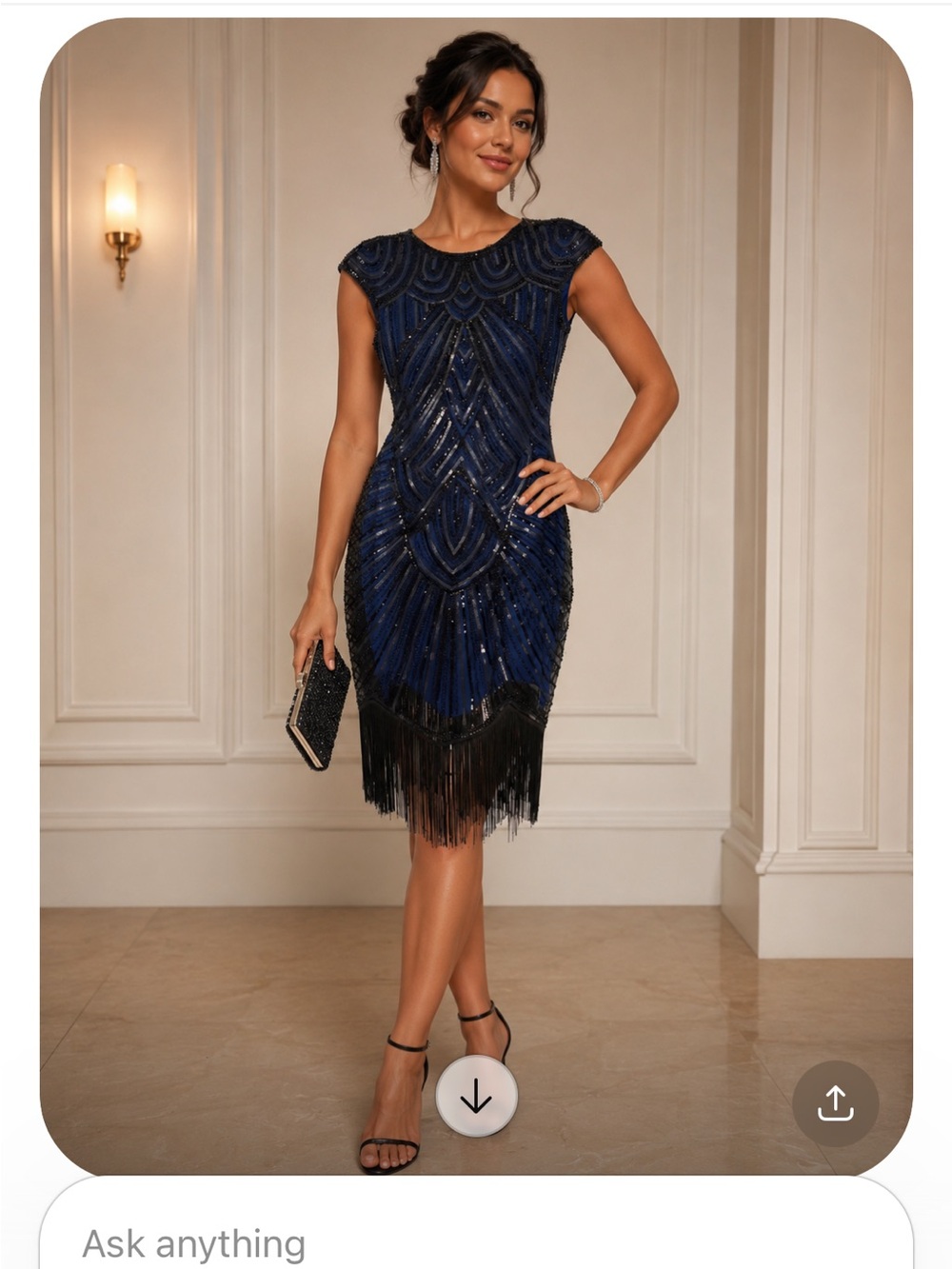 1920s Flapper swing dress size small blue/black